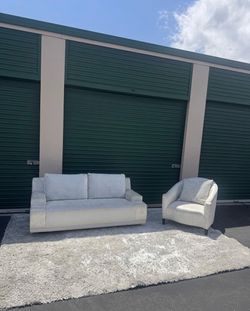 Custom Modern Bench Seat Sofa & Curved Barrel Chair Set