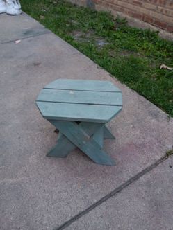 Small blue/ Green wooden Handcrafted  stool Or side table