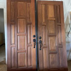 Set Of Two Double Doors Solid Wood 