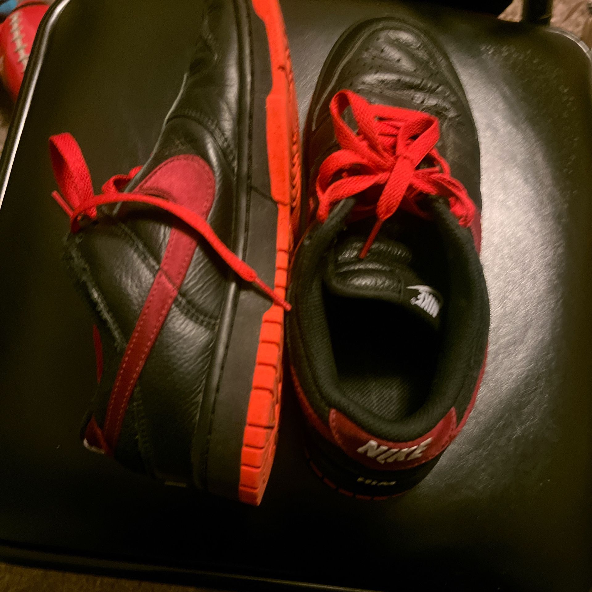 Black And Red Custom Dunks Worn