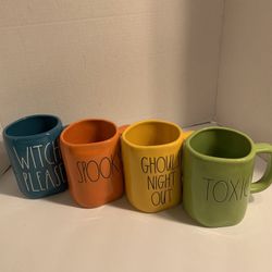 Rae Dunn Halloween Glossy Color Mugs Three Styles Available New $8 Each