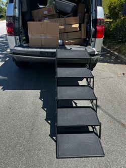Foldable Dog Ramp/Stairs for Large Dogs with Non Slip Surface, Portable Dog Steps for Cars and SUV, Truck, Support Up to 150 lbs (5 Steps)