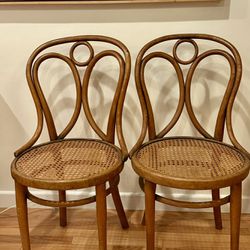 Authentic Antique Thonet Angel No 19 Bentwood Rattan Bistro Chairs - Rare And Perfect. 