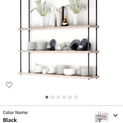 68inch Ceiling Mount Industrial Black Iron Pipe 3 Layer Kitchen Storage Shelf Bracket(No Planks), 68"