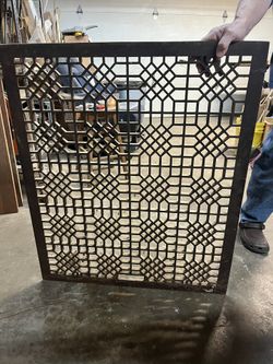 Vintage Cast Iron Grate For Floor Over Coal Or Wood Burning Stove Furnace 38”x32”