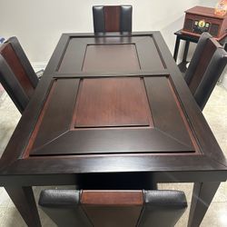 GOOD CONDITION Wood Table With Glass Top