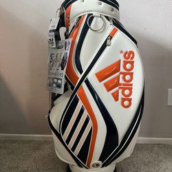Adidas Golf Staff Bag Japan Model 5-Way Divider White/Orange/Blue 