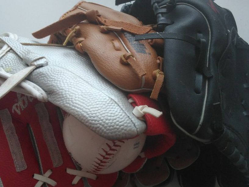 Kids Baseball Gloves, 3pc