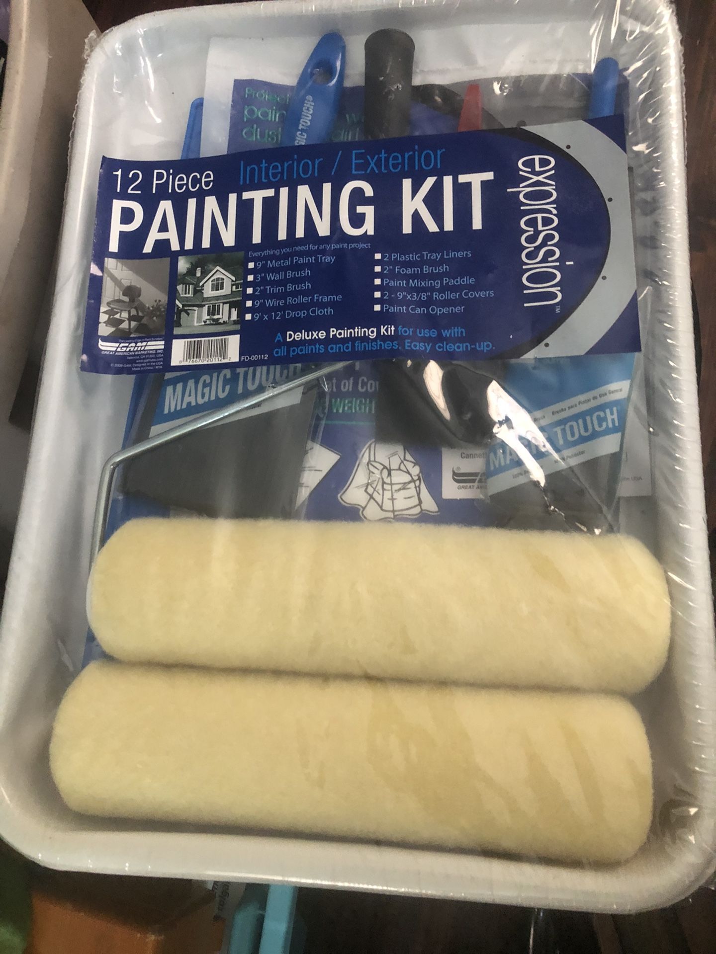 Gam Paint Brushes PT03362 12-Piece Roller Paint Kit, Blue