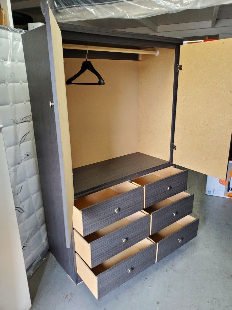 New Large Gray Jumbo Size Wardrobe Storage Closet Cabinet With Drawers Available In Other Colors Come Visit Our Store In Paramount