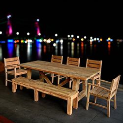 New 8’ Reclaimed Teak Outdoor Table For 8