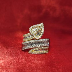 10k Yellow Gold Diamond crossover Band Ring 1.76 ctw