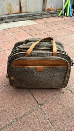 Vintage Hartmann Tweed Travel Tote / Overnight Bag with Leather Trim