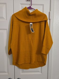 Mustard Yellow Cowl Neck Knit Sweater
