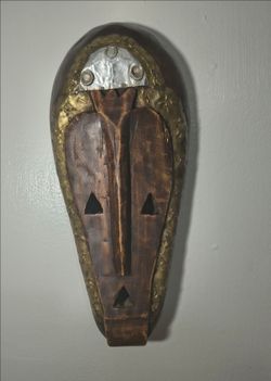 VINTAGE 70's SOLID WOOD AFRICAN MASK 16"×6"