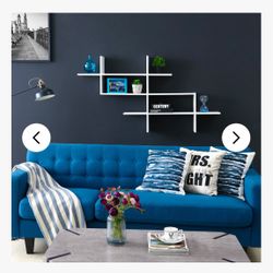 3-Tier Rustic Hanging Wall Mount Floating Ladder Accent Shelf with Criss Cross Asymmetrical Modern Design