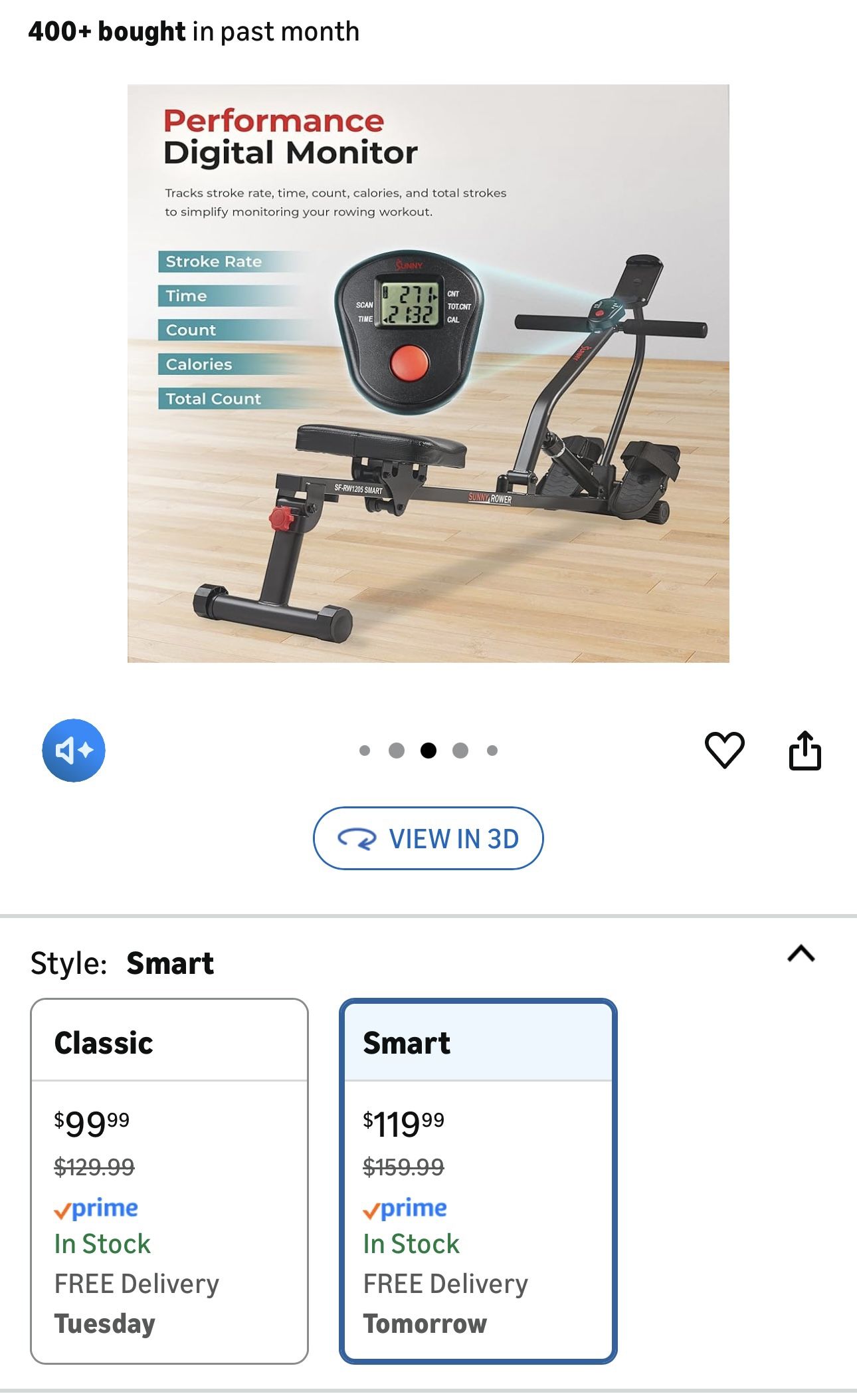 Sunny Smart Compact Rowing Machine