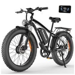 GREATWORK 52V 5000W Peak Dual Motor Electric Bike for Adults, 1300Wh Battery, Up to 45MPH & 100 Miles Range, 24"/26" Fat Tire Electric Mountain Bike w