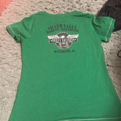 Small Green harley davidson shirt 