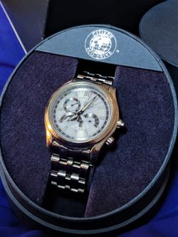 Citizen Eco Drive Moonphase Multi Dial Silver Tone Luxury Men's Watch 