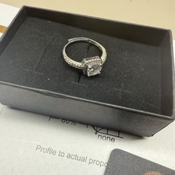 1 CT Moissanite Ring, Halo Square Engagement Ring 