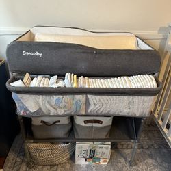 Baby Changing Table With Mattress Cushion And Storage 
