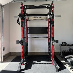 PRO SERIES Ultimate 3-1 Half Rack Functional Trainer w/Smith Machine Bar | 400lb Stack | Gym Equipment | Fitness | Commercial | Squat Rack 