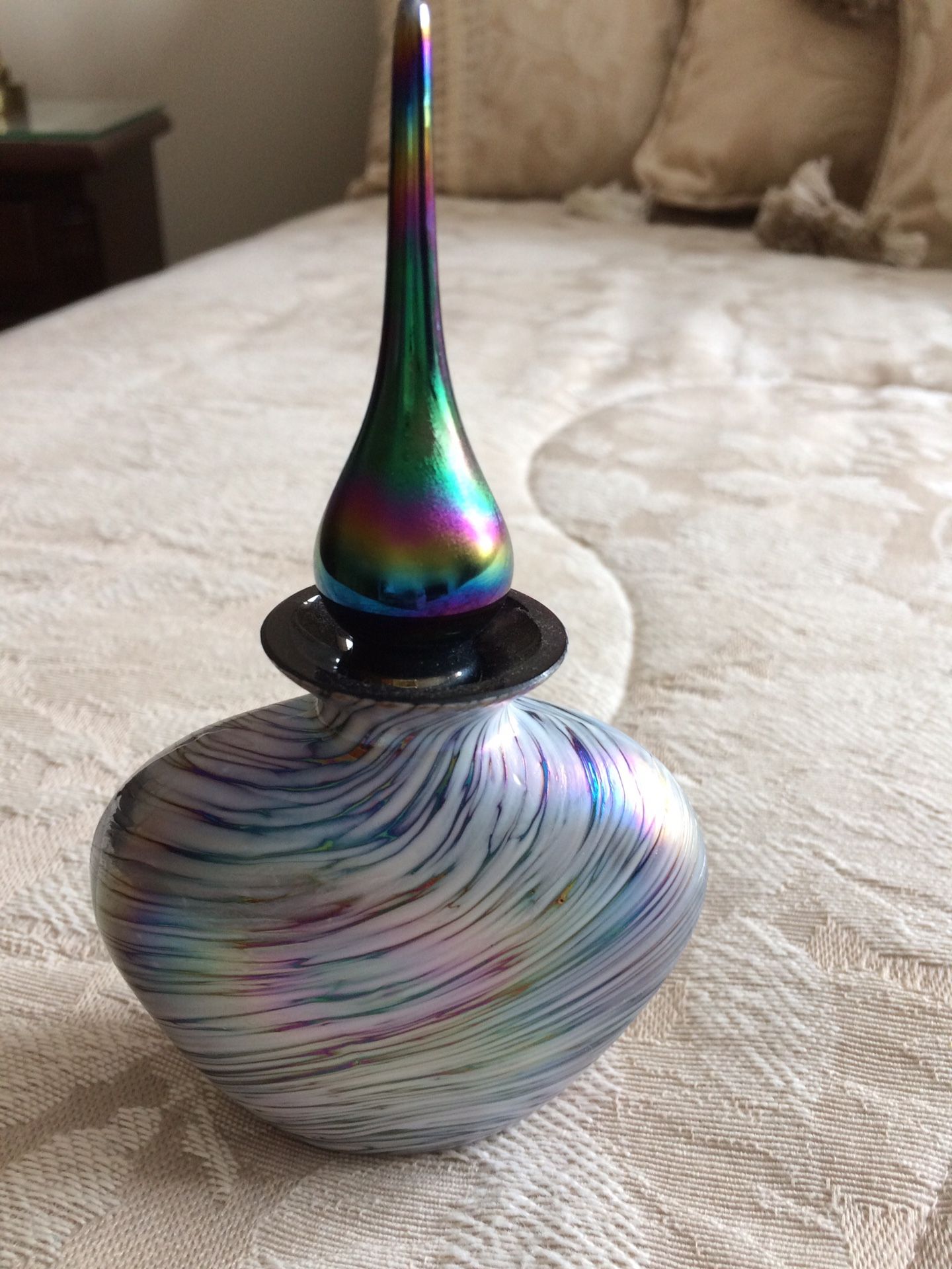 Blown glass perfume bottle