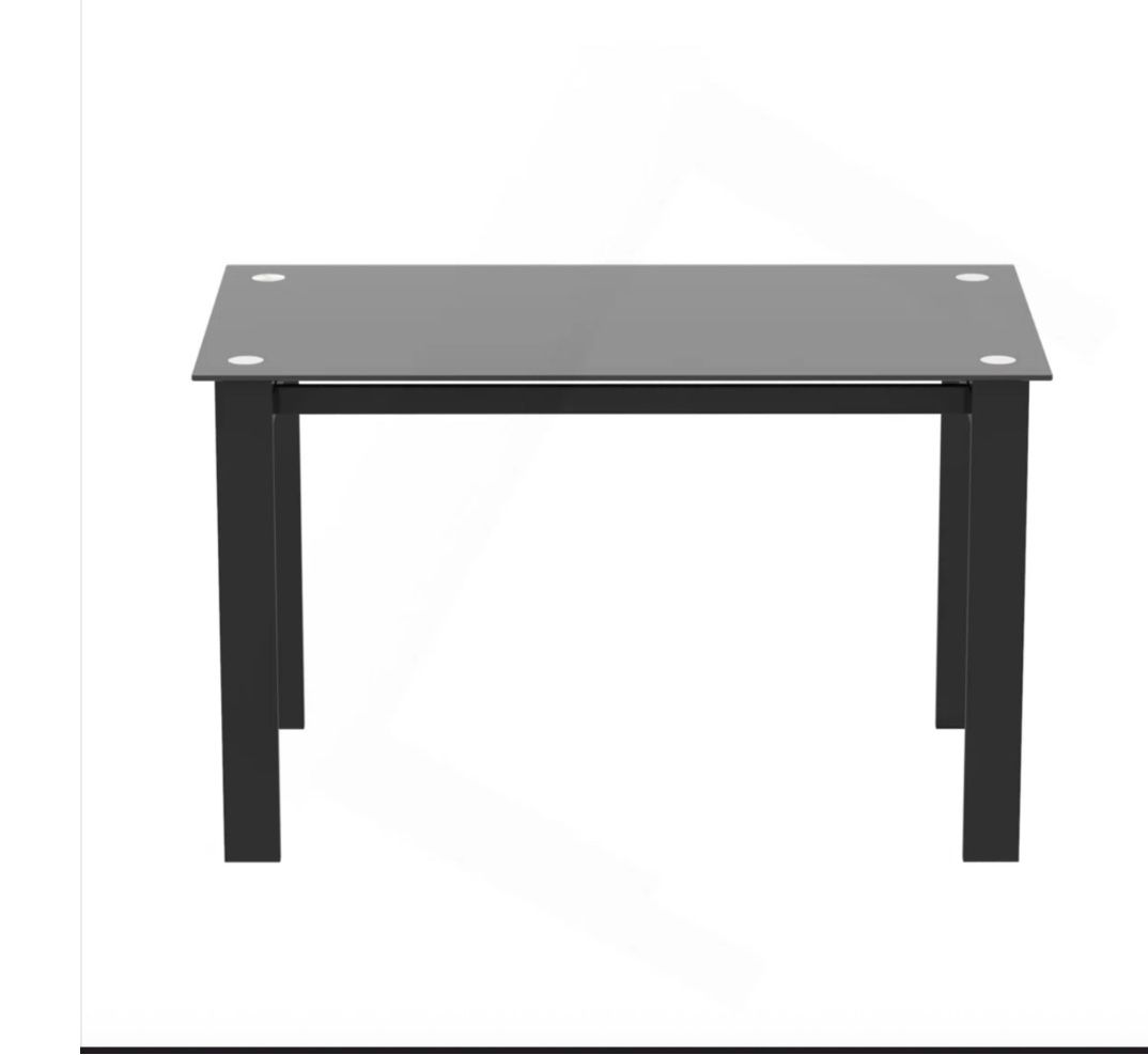Modern Black Tempered-Glass Dining Table – Sleek + Easy to Clean