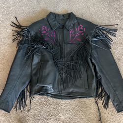Leather Jacket With Rose 