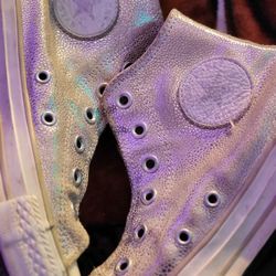 Silver, LEATHER, CONVERSE High TOPS, Women's SIZE 7