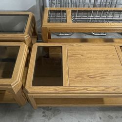 Wooden Glass Living Room Furniture Set