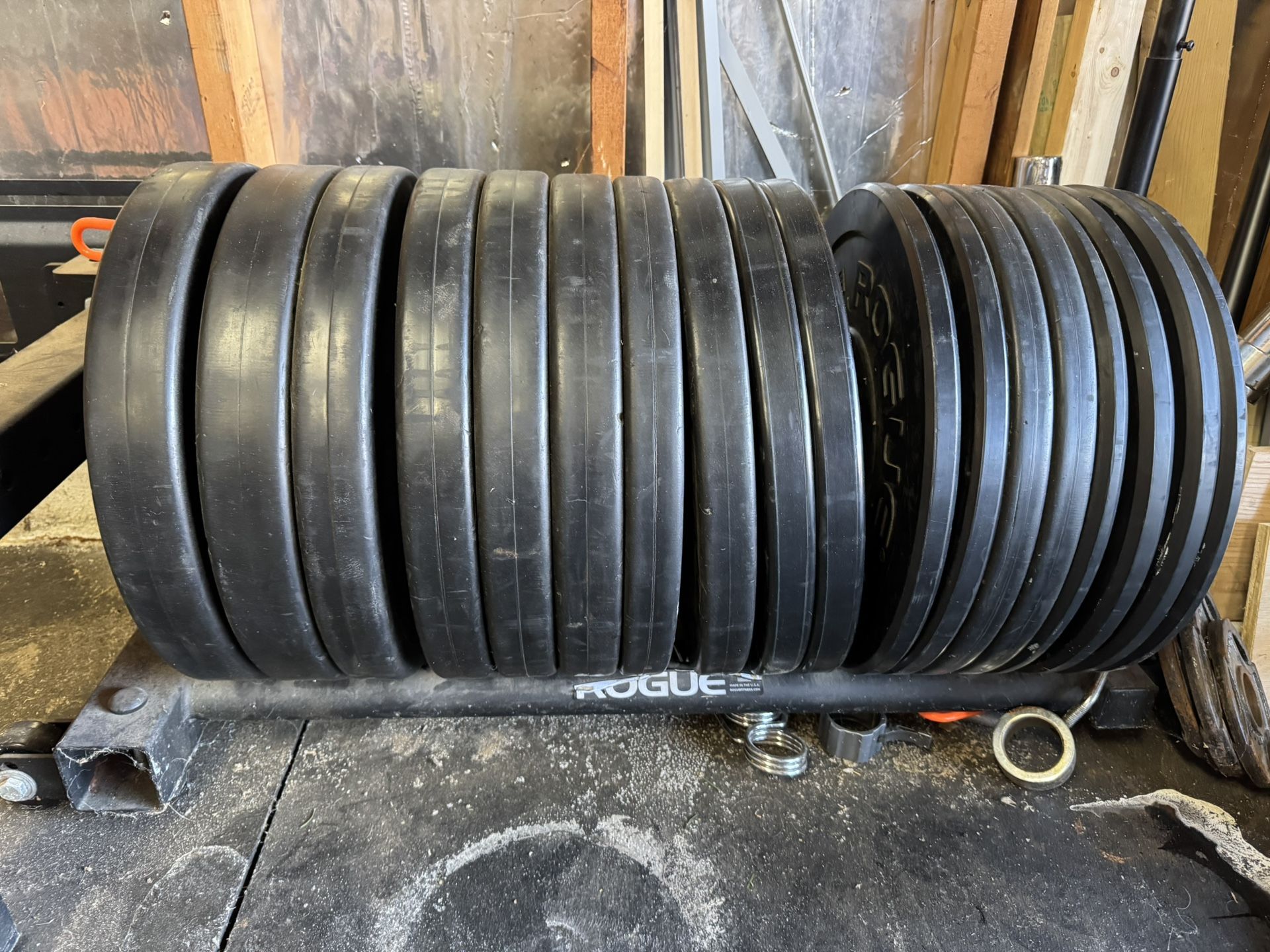 Rogue Training Plates and Rack