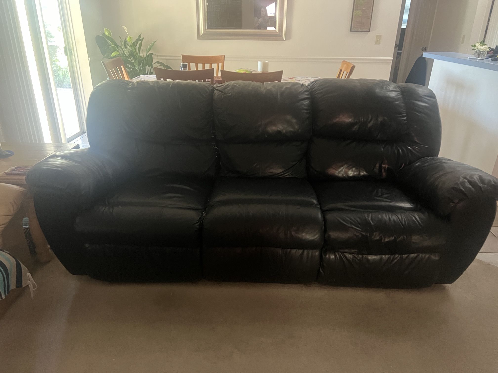 Black Leather Reclining sofa