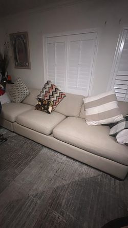 Large Beige Fabric Sofa