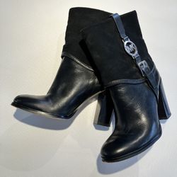 Michael Kors - Black leather suede Fulton Harness ankle booty - Sz 5.5