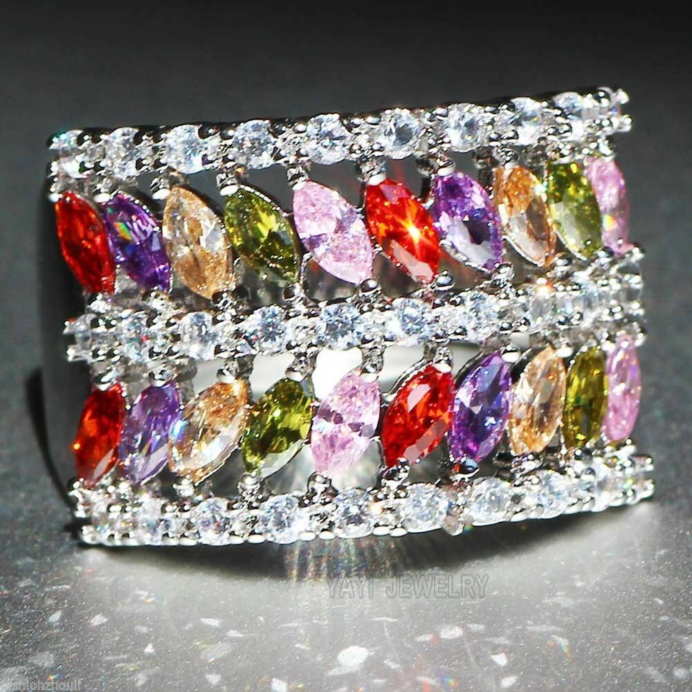 *NEW ARRIVAL* Beautiful Multi Sapphire Ring SZ 6 / 7 / 8 / 9 *See My Other 300 Items*