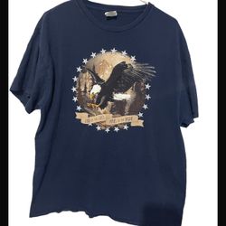 USA Land of the Free Home of the Brave Men's Blue X-Large T-Shirt Retro