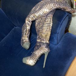 Sequence Metallic High Knee High Boots 