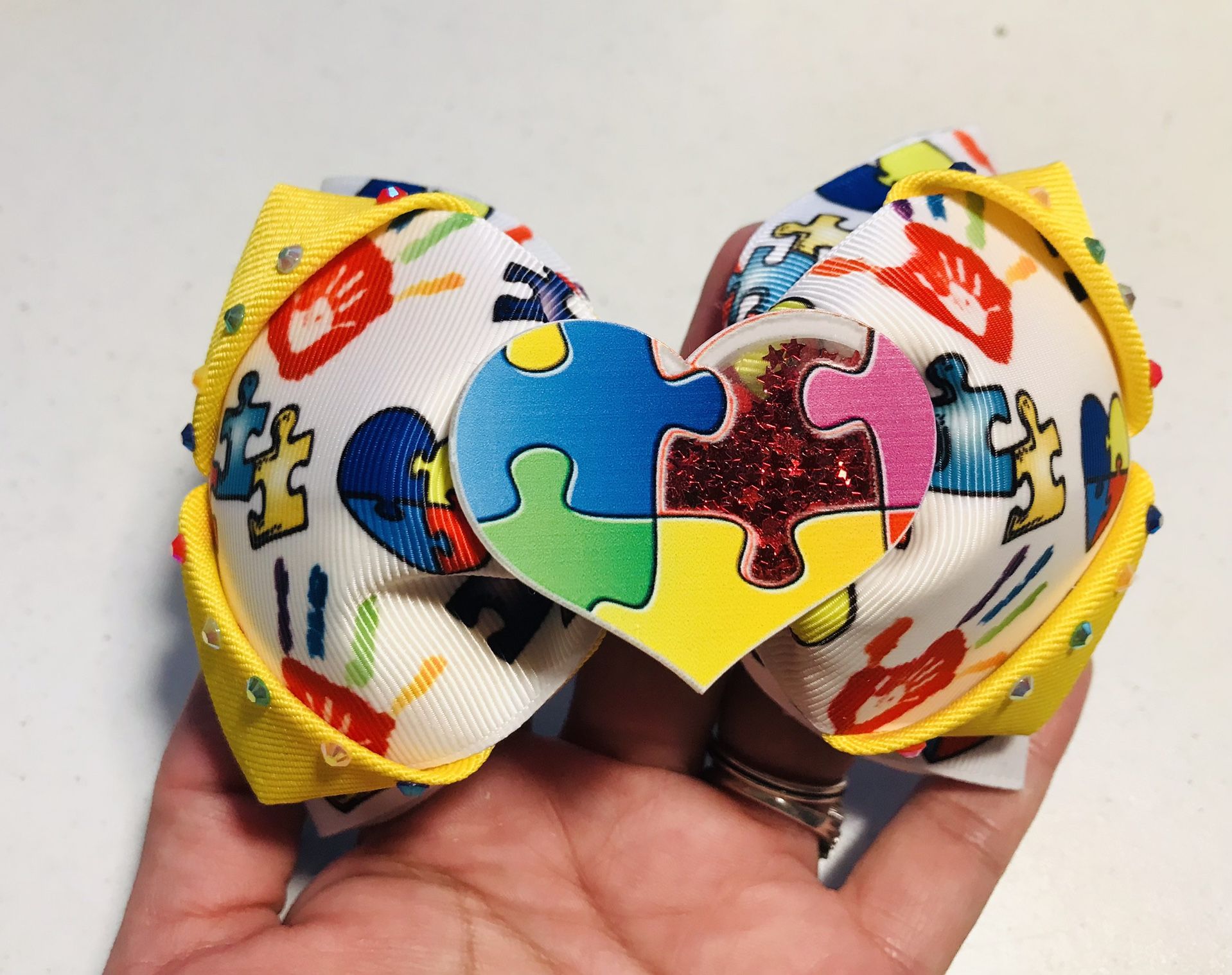 Autism Awareness Hair Bow