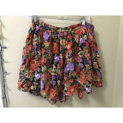 VINTAGE 90s Fashion Passport Multicolor Floral Sequin Rayon Boho Skirt *READ