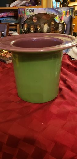 Green and purple ceramic plant orchid holder