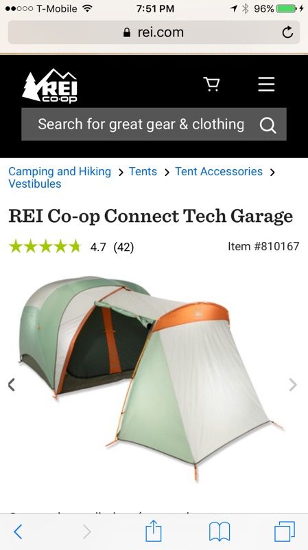 REI Gear Garage add-on tent.