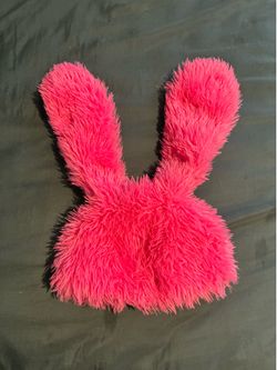 Pink furry bunny hat