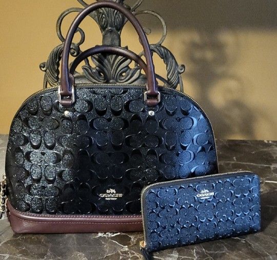 Coach Debossed Purse And Wallet Set