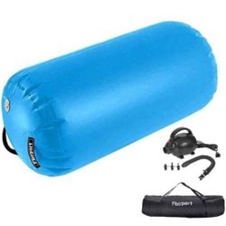 Air Roller Air Spot Gymnastics Air Barrel, Air Mat, Round Inflatable Springsboard Tumble Backbend Trainer with Electric Pump for Yoga Cheerleading 