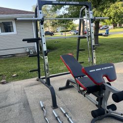 Smith Machine With Bench And Olympic Bars