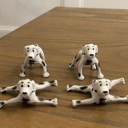 O.T.C Dalmatian Dog & Puppy Lot of 4 Animal PVC /plastic Figure Toys 2 3/4"