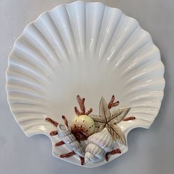 Fitz & Floyd Coral Shells Salad Appetizer Plate 8.5" Vintage 1989 Seashell Shape