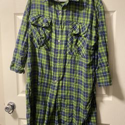 Dark Green And Blue Plaid Long Sleeve